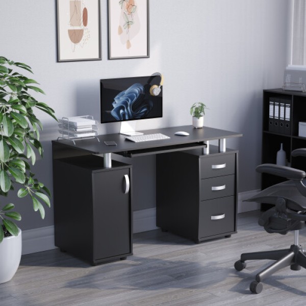(Black) Autoly 3-Drawer Computer Desk PC Workstation